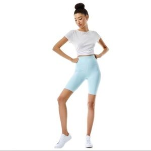 NEW Alice and Olivia Women's High-Rise Bike Shorts Athletic Powder Blue XS